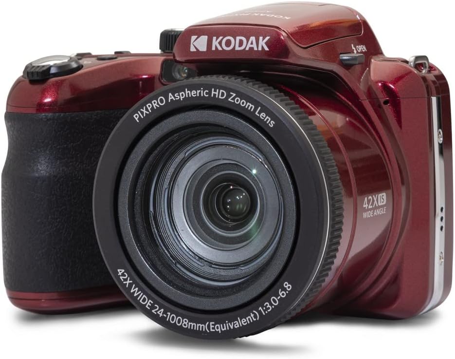KODAK PIXPRO AZ425-RD Appareil photo numérique 20 MP, zoom optique 42x, grand angle 24 mm, vidéo Full HD 1080p, stabilisation d'image optique, batterie Li-ion, écran LCD 3 pouces, caméra de vlogging (rouge) – Présentation