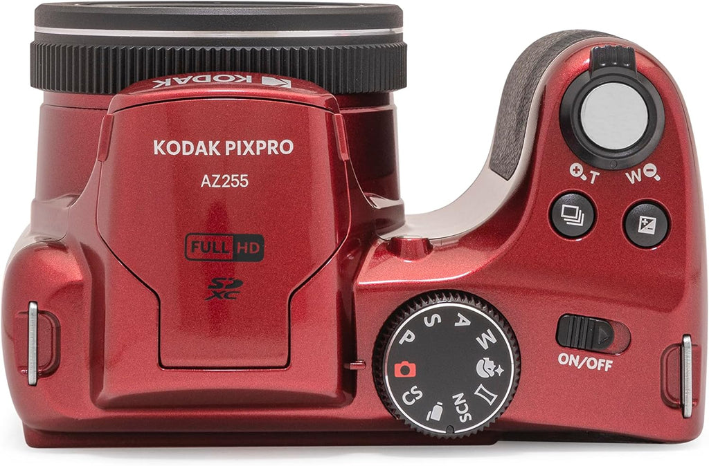 Kodak PIXPRO AZ255-RD Appareil photo digital 16 MP, grossissement optique 25x, objectif grand angle 24 mm, stabilisation vidéo optique, vidéo Full HD 1080p, écran LCD 3 pouces, caméra de vlogging (– Rouge)
