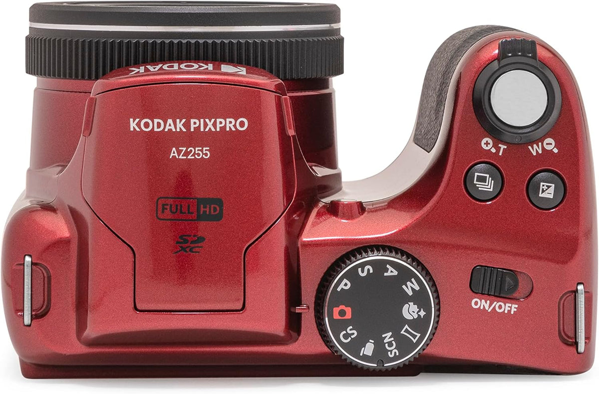 Kodak PIXPRO AZ255-RD Appareil photo digital 16 MP, grossissement optique 25x, objectif grand angle 24 mm, stabilisation vidéo optique, vidéo Full HD 1080p, écran LCD 3 pouces, caméra de vlogging (– Rouge)