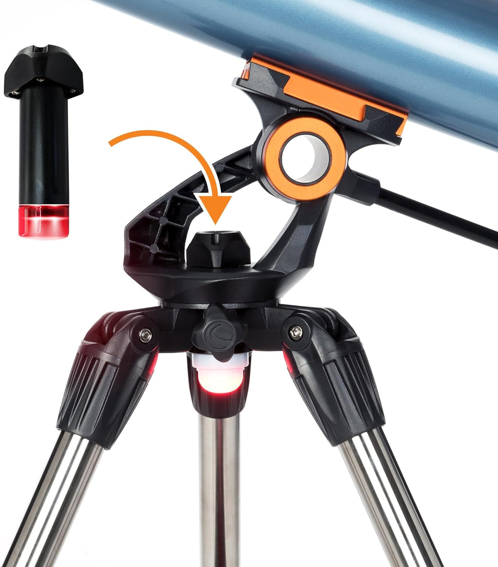 Lunette/télescope réfracteur Celestron Inspire 100AZ avec adaptateur pour smartphone intégré (bleu)