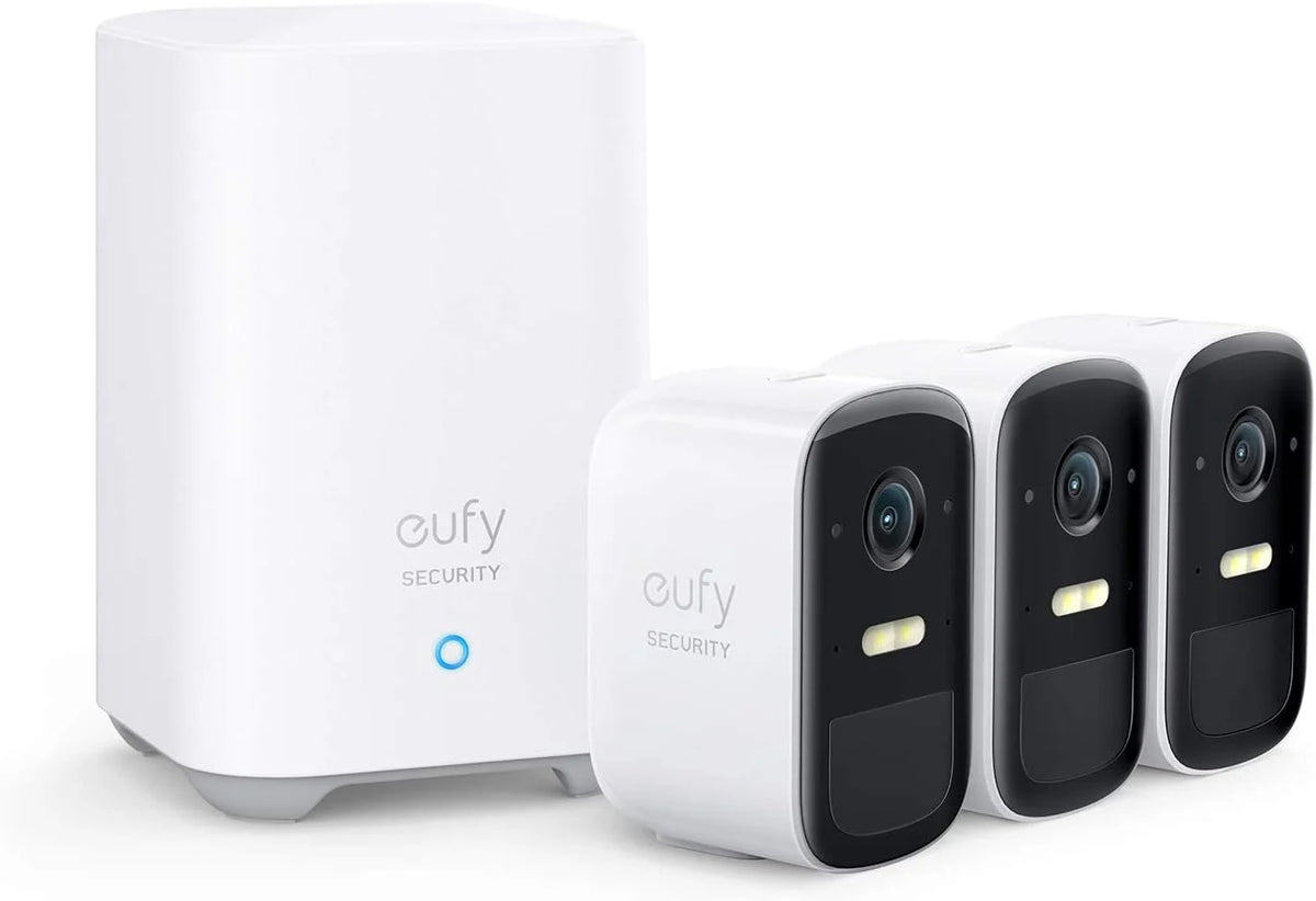 Système de caméras de sécurité sans fil pour la maison, autonomie de 180 jours, HD 1080p, résistant aux intempéries IP67, vision nocturne, compatible doté de Amazon Alexa, kit de 3 caméras, sans frais mensuels (kit de 3 caméras)