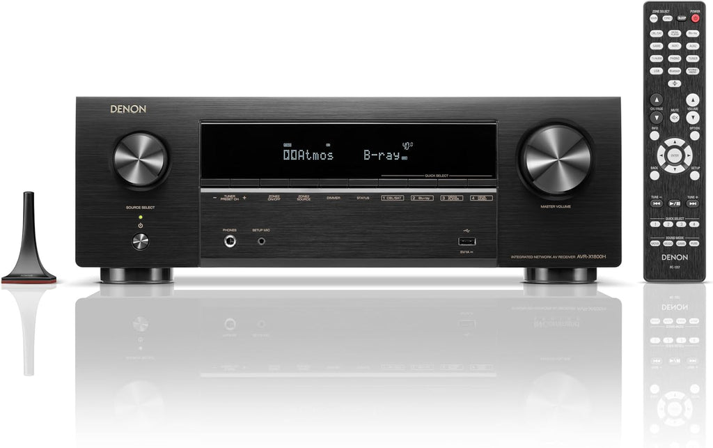 Amplificateur stéréo AV 7.2 canaux Denon AVR-X1800H - 80 W/canal, diffusion sans fil via HEOS WiFi et Bluetooth intégrés, compatible Dolby Vision, HDR10+, HDR dynamique et systèmes domotiques – Présentation