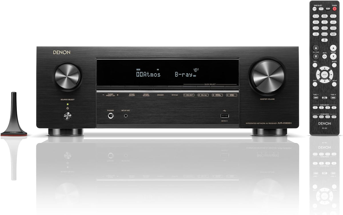 Amplificateur stéréo AV 7.2 canaux Denon AVR-X1800H - 80 W/canal, diffusion sans fil via HEOS WiFi et Bluetooth intégrés, compatible Dolby Vision, HDR10+, HDR dynamique et systèmes domotiques – Présentation