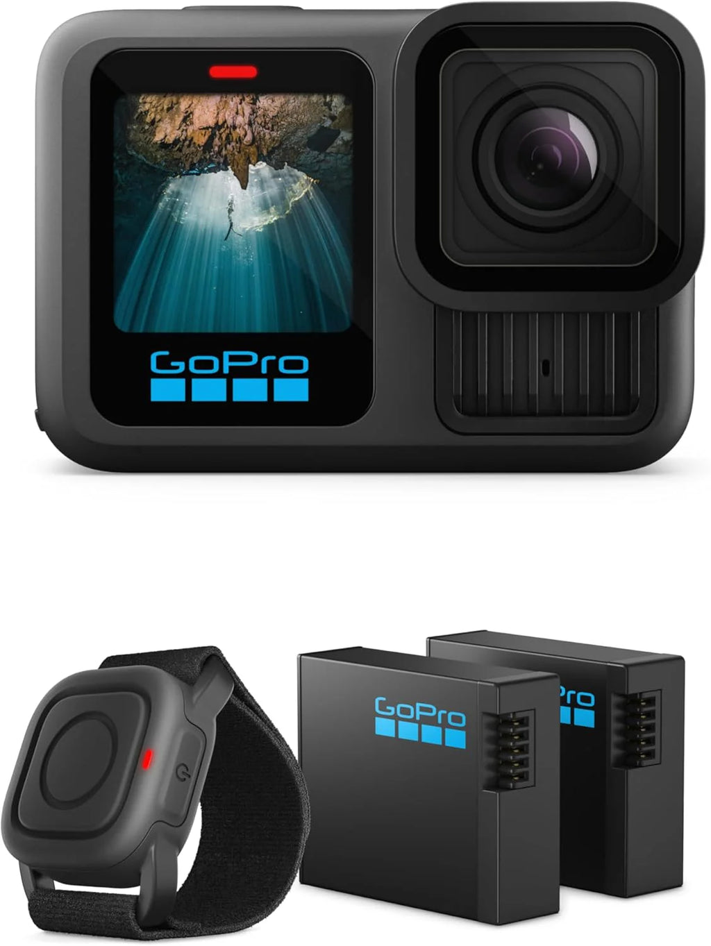 Caméra sportive - Noire résistant à l’eau doté de vidéo 5,3K60, photo 27 MP + compatible doté de les objectifs de la série HB