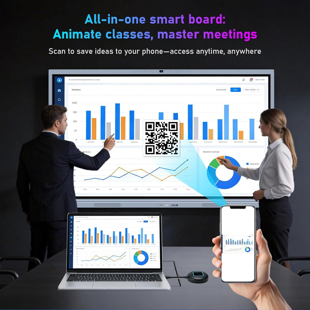 Tableau blanc interactif 4K de 65 pouces doté de système double intégré et caméra 20 MP, idéal pour les salles de classe et les entreprises. Système de visioconférence intégré (tableau seul).