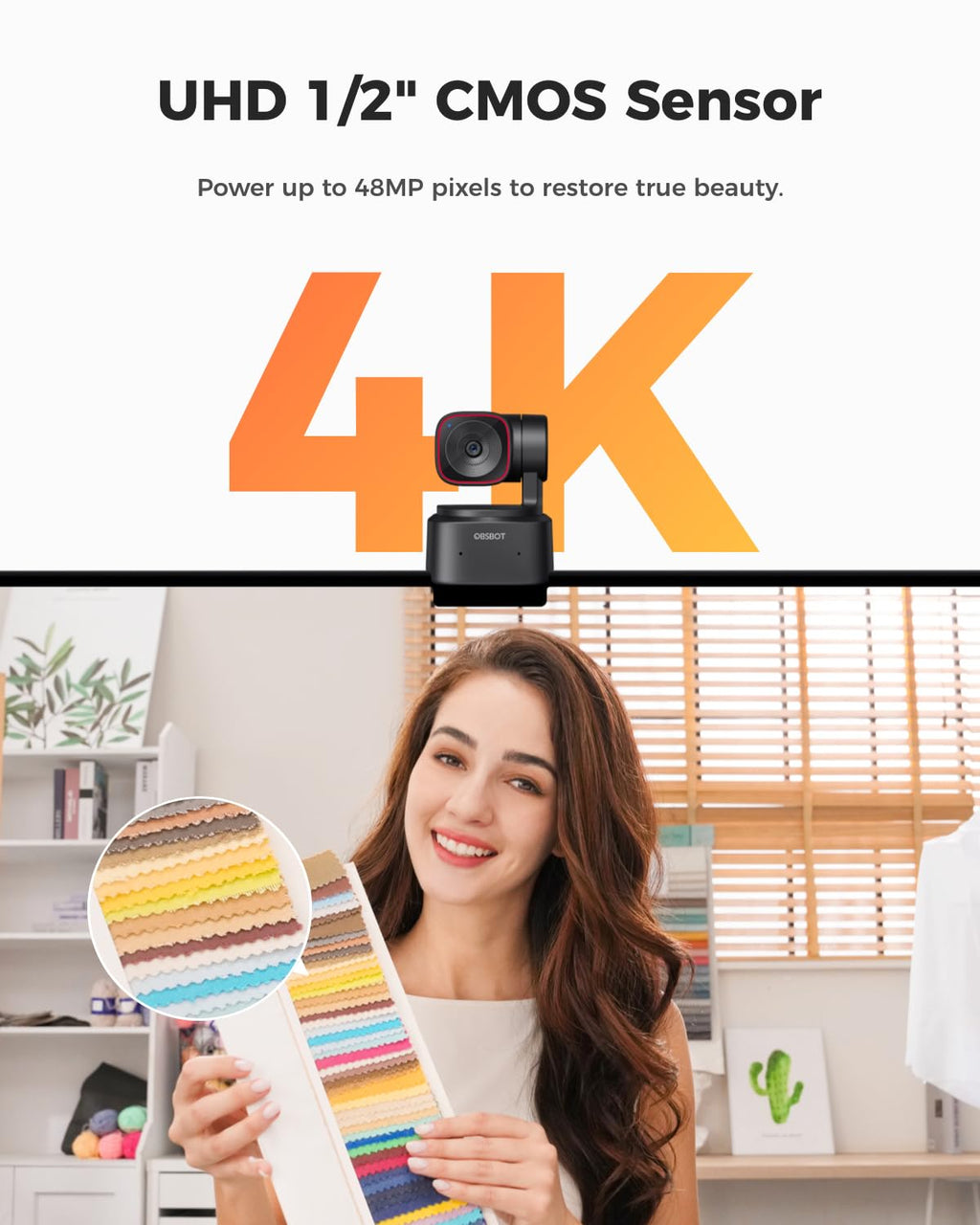 Webcam OBSBOT Tiny 2 Lite 4K - Suivi IA et contrôle gestuel – Présentation