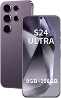 Téléphone portable Android I24 Ultra débloqué, 8 Go + 256 Go, écran HD 7 pouces, double caméra 108 MP + 48 MP, batterie extra large 6800 mAh, 5G, double SIM (violet titane) – Présentation