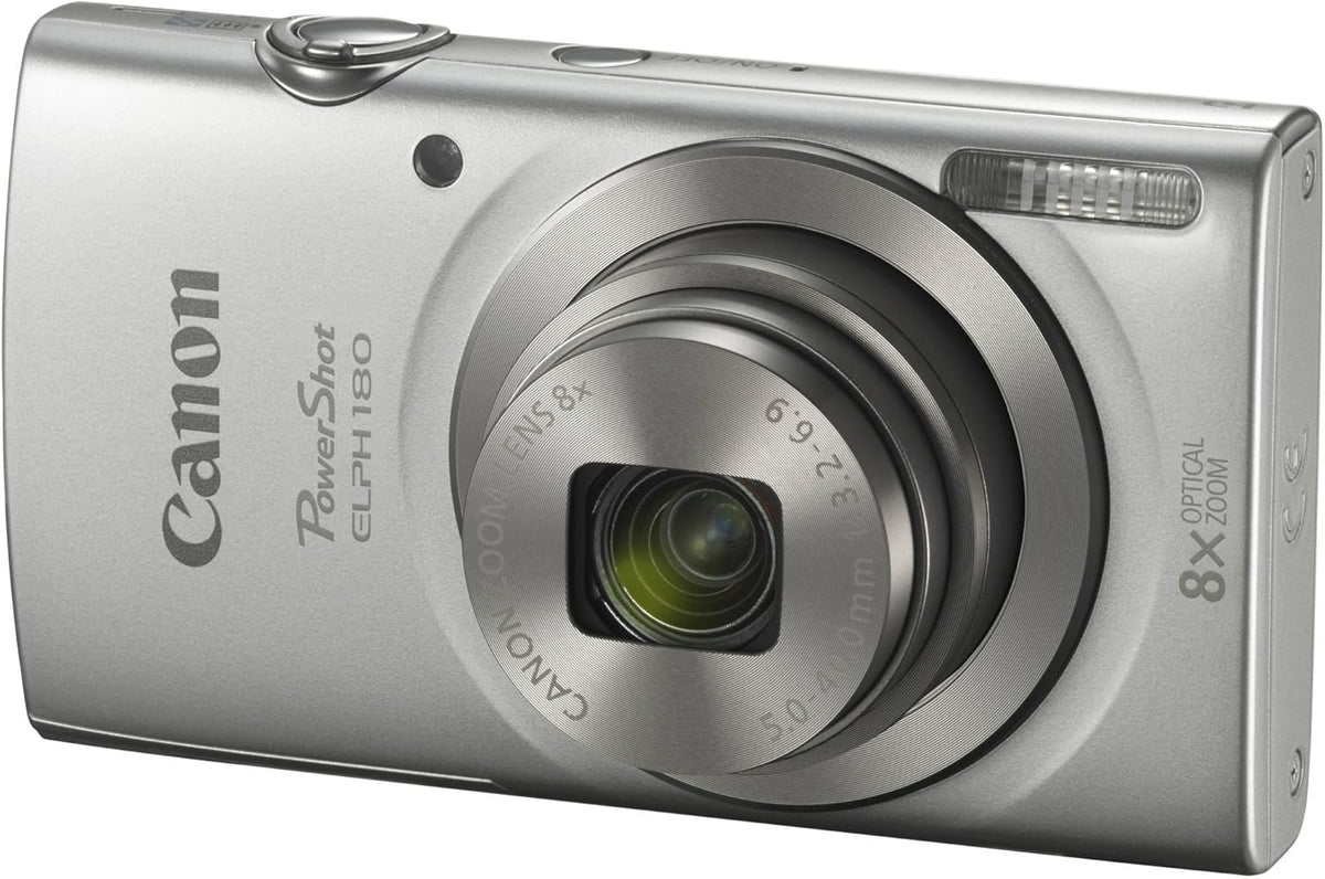 Appareil photo digital Canon PowerShot ELPH 180 (argent) | Compact et facile à utiliser avec grossissement optique | Commandes simples | Design léger idéal pour les voyages, la photographie de famille et au quotidien