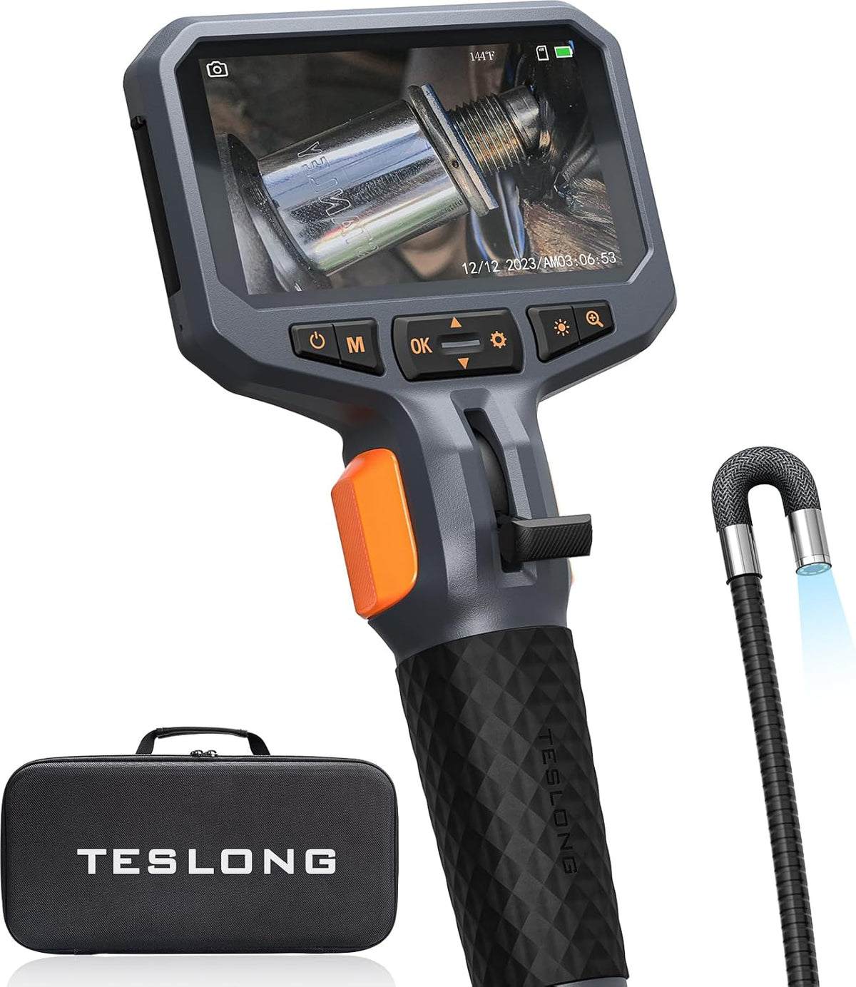 Endoscope articulé bidirectionnel Teslong avec lumière, caméra d'inspection industrielle avec sonde articulée, caméra endoscopique flexible à fibre optique pour l'inspection murale et des moteurs automobiles - 1,5 m – Présentation