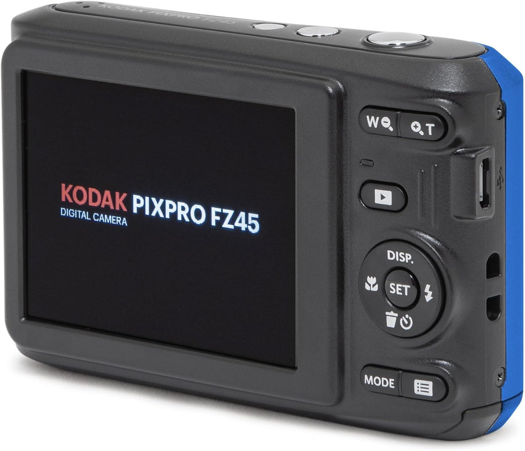 KODAK PIXPRO FZ45-BK Appareil photo digital 16 MP, grossissement optique 4x, grand angle 27 mm, vidéo Full HD 1080p, écran LCD 2,7 pouces, adapté à le vlogging (bleu).
