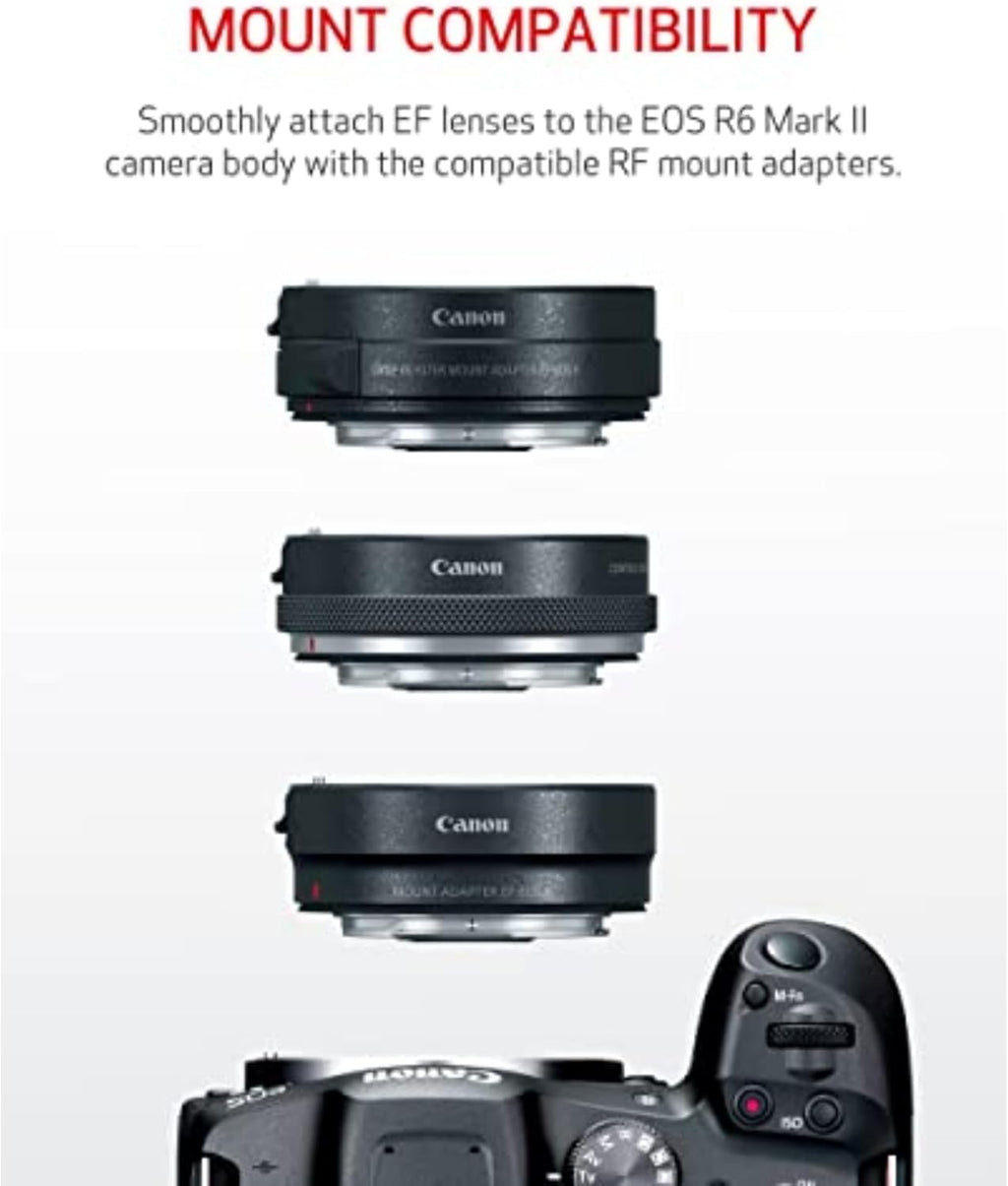 Appareil photo hybride plein format Canon EOS R6 Mark II, objectif RF 24-105 mm f/4-7.1 IS STM, capteur CMOS 24,2 mégapixels, photos et vidéos, noir – Présentation