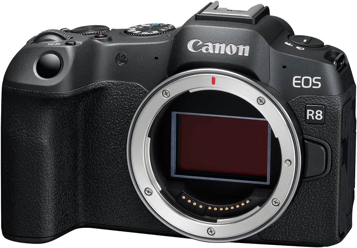 Boîtier d'appareil photo hybride Canon EOS R8, capteur CMOS plein format 24,2 mégapixels, vidéo 4K 60p, autofocus Dual Pixel II, appareil photo léger pour la création de contenu, la photographie et le vlogging, - Noir