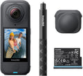 Kit Insta360 X4 Air Starter : caméra 360° 8K légère (165 g), perche à selfie invisible, objectifs interchangeables, prise de vue avant cadrage, protection anti-vent intégrée, stabilisation FlowState, application basée sur l’IA