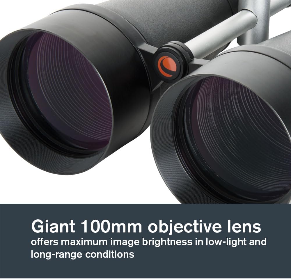 Jumelles Celestron SkyMaster 25x100 – Jumelles à grande ouverture pour l'astronomie du ciel profond et l'observation à longue distance – Optiques multicouches – Adaptateur pour trépied et étui de transport inclus – Présentation