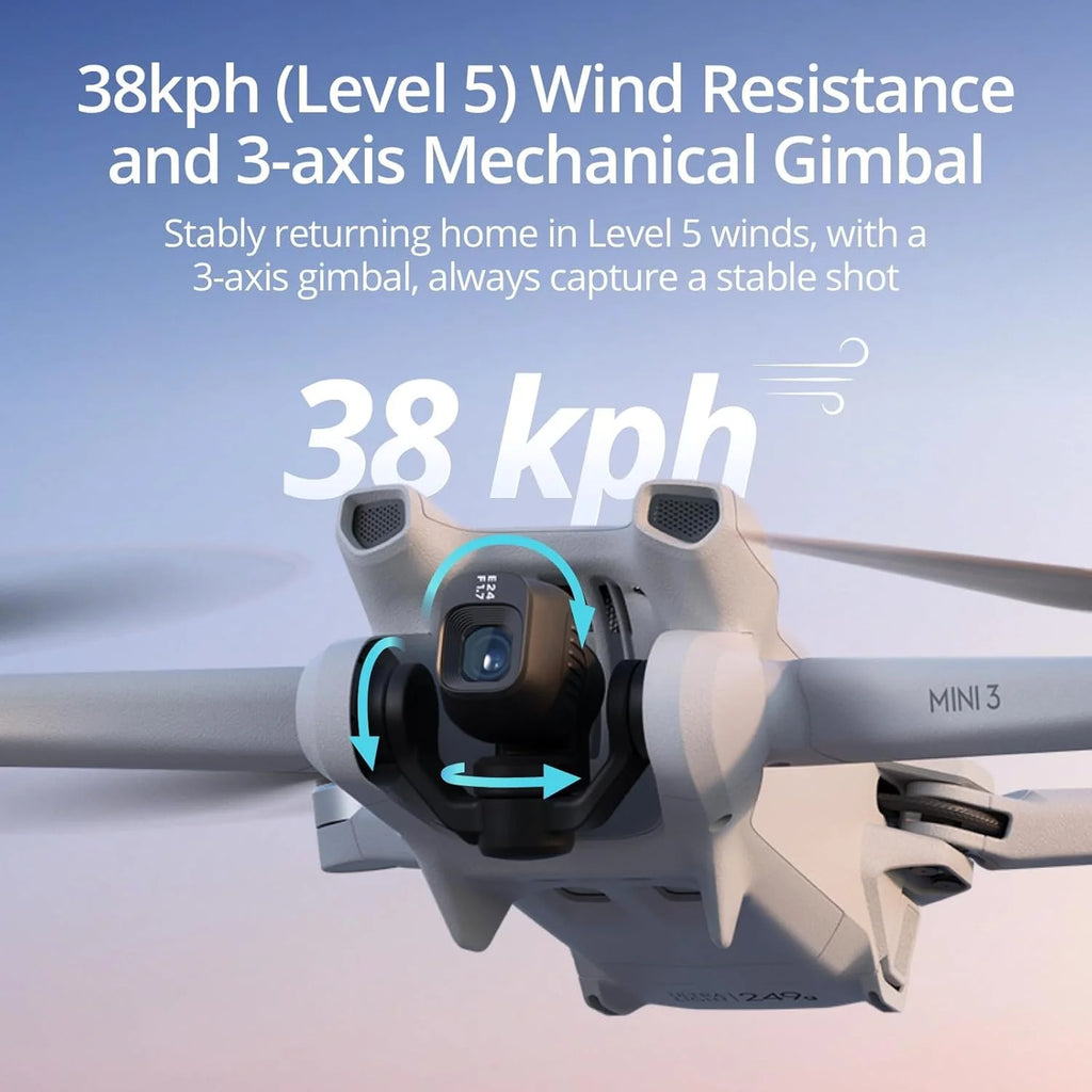 DJI Mini 3, Drone doté de caméra pour adultes, 4K, 38 min d'autonomie, transmission vidéo jusqu'à 10 km, prise de vue verticale, retour automatique GPS intégré, Mini drone doté de caméra pour débutants