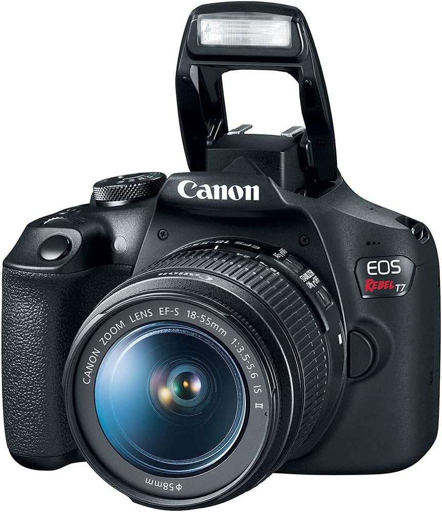 Appareil photo reflex numérique Canon EOS Rebel T7 | Capteur CMOS APS-C 24,1 Mpx avec processeur d'image DIGIC 4+ | Wi-Fi et NFC intégrés | Compatible avec les objectifs EF | Kit photo pour débutants avec sacoche et carte de stockage 64 Go