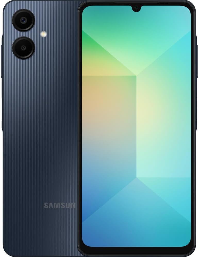 Samsung Galaxy A06 4G LTE (64 Go + 4 Go) Version latine SM-A065M/DS Débloqué d'usine 6,7 pouces Double SIM Double caméra 50 MP (Étui inclus) - (Noir) – Présentation