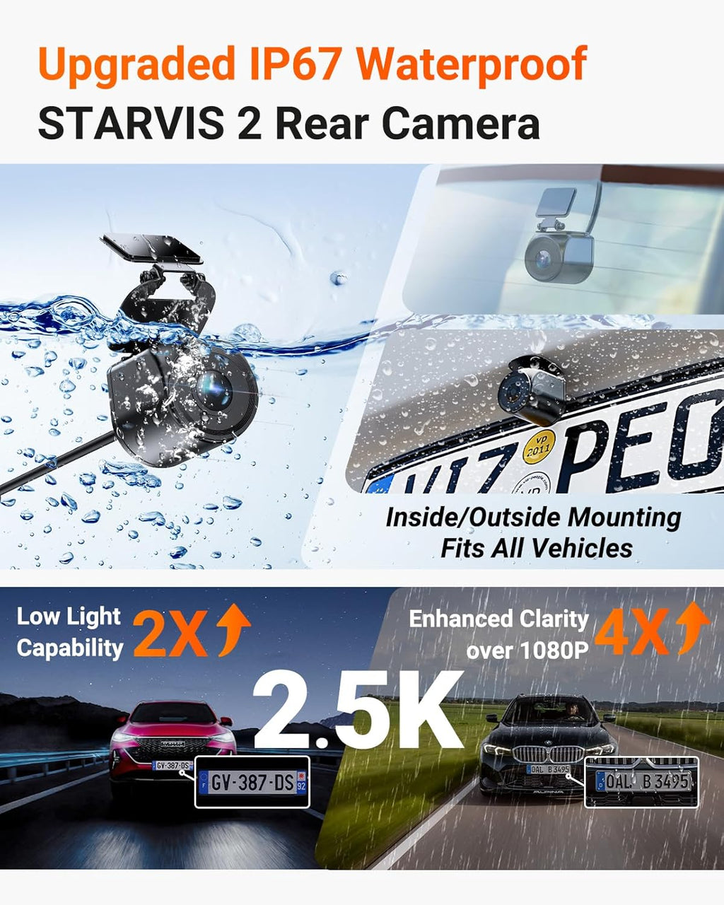 Caméra embarquée Vantrue N4 Pro S 4K à 3 canaux doté de triple STARVIS 2 : caméra avant, intérieure et arrière 4K + 1080p + 2,5K, vision nocturne infrarouge HDR double canal, commande vocale, mode parking, GPS, Wi-Fi et disque dur de 1 To.