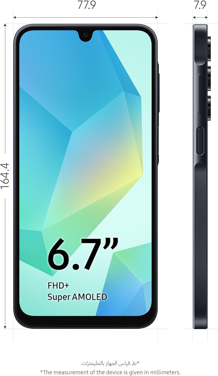 Samsung Galaxy A16 4G LTE (128 Go + 4 Go) Modèle international SM-A165F/DS Débloqué d'usine, 6,7 pouces, Double SIM, Triple caméra 50 Mpx (Étui inclus), Noir – Présentation