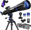 Lunette/télescope 90 mm d'ouverture, focale de 800 mm - Lunette/télescope réfracteur professionnel pour adultes et enfants, haute puissance, simple à prendre en main pour les utilisateurs novices, adaptateur pour téléphone