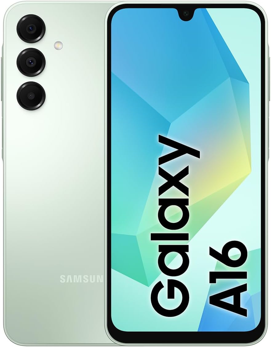 SAMSUNG Galaxy A16 4G LTE (128 Go + 4 Go) Modèle international SM-A165F/DS Débloqué d'usine 6,7 pouces Double SIM Double caméra 50 MP (Étui inclus) (Vert clair) – Présentation