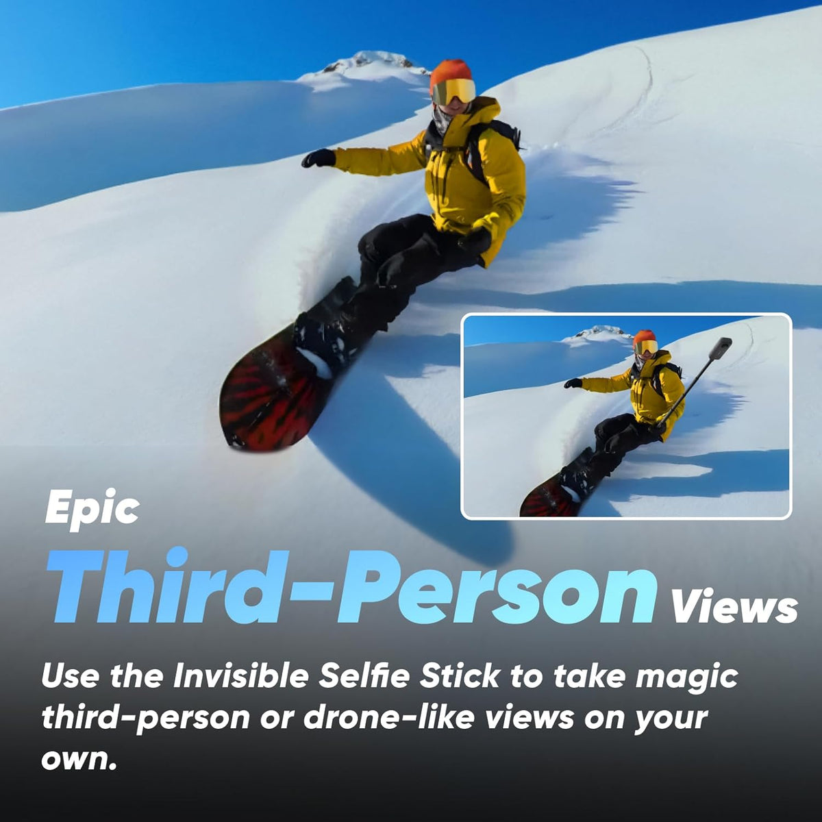 Caméra sportive Insta360 X3-360 doté de vidéo 360° HDR active 5,7K, objectif unique 4K, résistant à l’eau, stabilisation FlowState, affichage tactile 2,29 pouces, montage IA pour moto, sports d'hiver et vlogging.