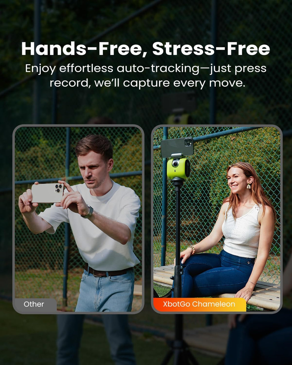Caméra sportive sportive automatique XbotGo Chameleon AI - Caméra de suivi 4K 60 FPS pour le football et le basketball, adaptée à la streaming en direct des sports d'équipe. Sans abonnement. Compatible iOS et Android (Lava Graphite).