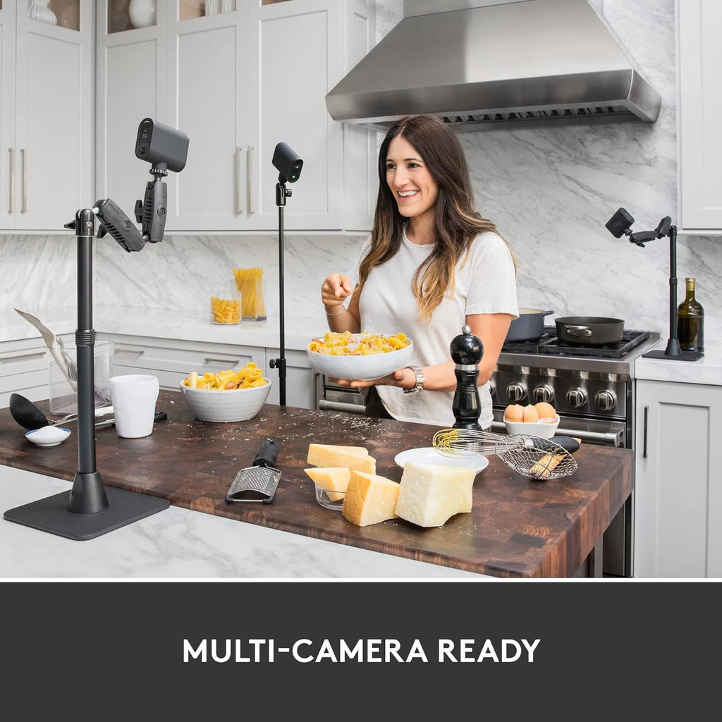 Logitech for Creators Mevo Start - Pack de 3 caméras de streaming sans fil pour la diffusion vidéo HD multicaméra, contrôle et diffusion via smartphone ou Wi-Fi – Présentation