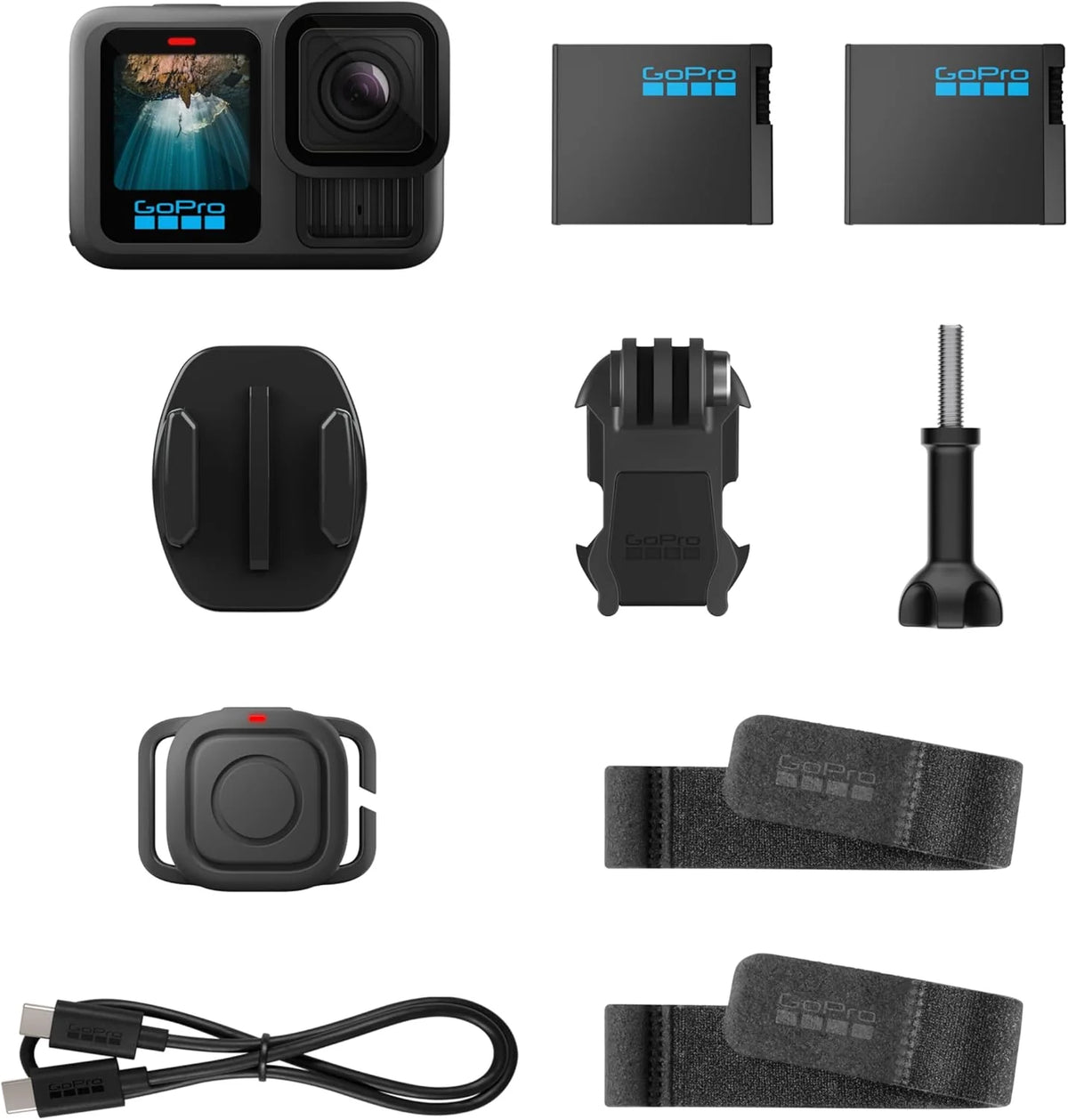 Caméra sportive - Noire résistant à l’eau doté de vidéo 5,3K60, photo 27 MP + compatible doté de les objectifs de la série HB