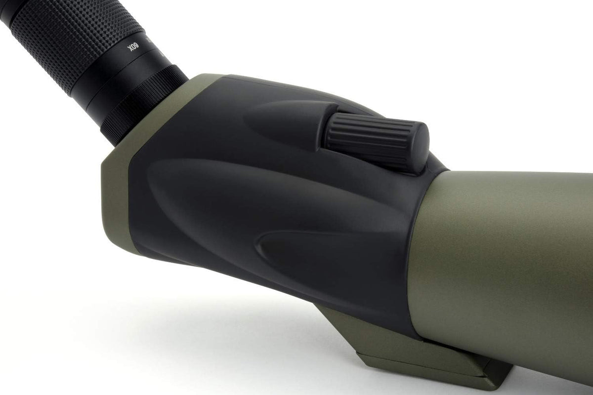 Télescope réfracteur coudé Celestron 52250 Ultima 20-60x80 mm doté de optiques multicouches, tube en caoutchouc résistant à l’eau et étui de transport souple vert