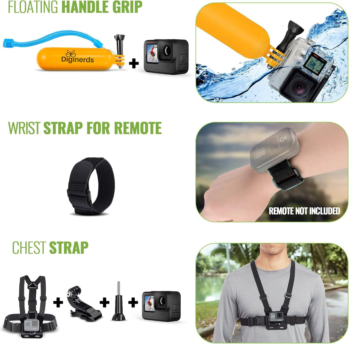 GoPro HERO12 (Hero 12) Noire - Caméra sportive résistant à l’eau doté de vidéo HDR 5,3K, photos 27 MP, capteur d'image 1/1,9", webcam stabilisée pour le streaming en direct + carte mémoire 64 Go et kit de 50 accessoires - Pack