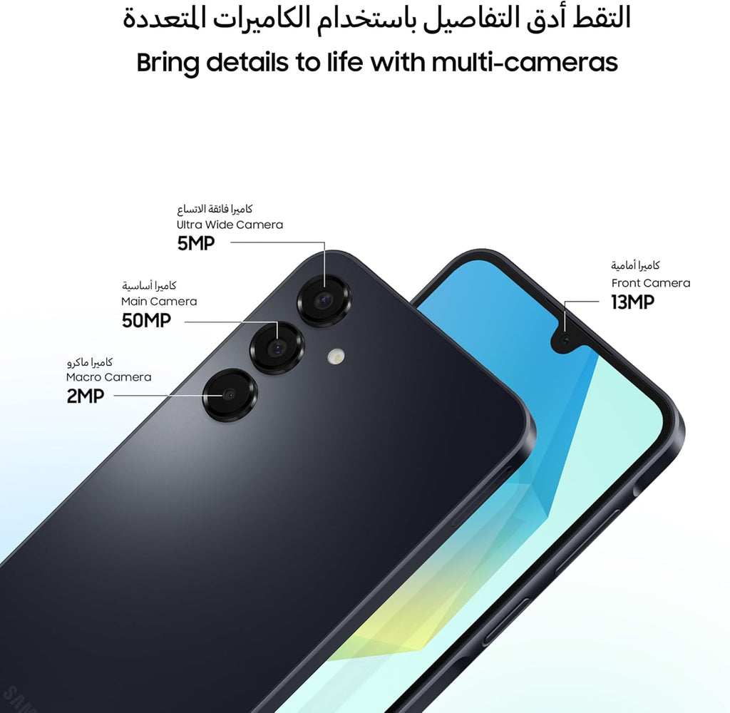 Samsung Galaxy A16 4G LTE (128 Go + 4 Go) Modèle international SM-A165F/DS Débloqué d'usine, 6,7 pouces, Double SIM, Triple caméra 50 Mpx (Étui inclus), Noir – Présentation