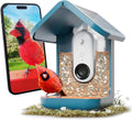 Mangeoire solaire intelligente Birdbuddy PRO avec caméra - Identification des espèces d'oiseaux par IA, photos 5 MP, vidéo HD 2K, streaming en direct, ralenti, mise au point 6,6 cm (2,6 pouces) - Bleue