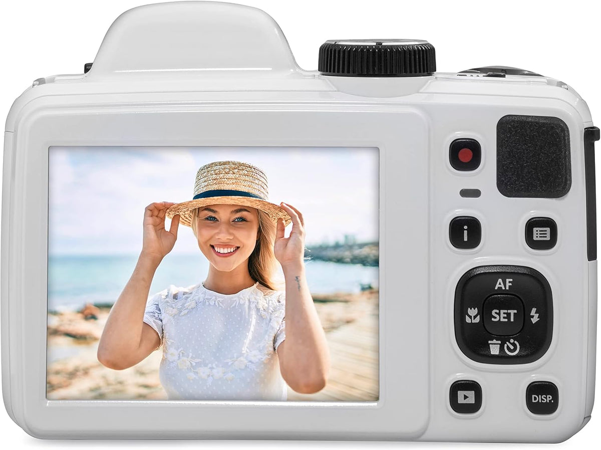 Kodak PIXPRO AZ405-WH Appareil photo digital 20 MP, grossissement optique 40x, objectif grand angle 24 mm, stabilisation vidéo optique, vidéo Full HD 1080p, écran LCD 3 pouces, caméra de vlogging (blanche), plein format