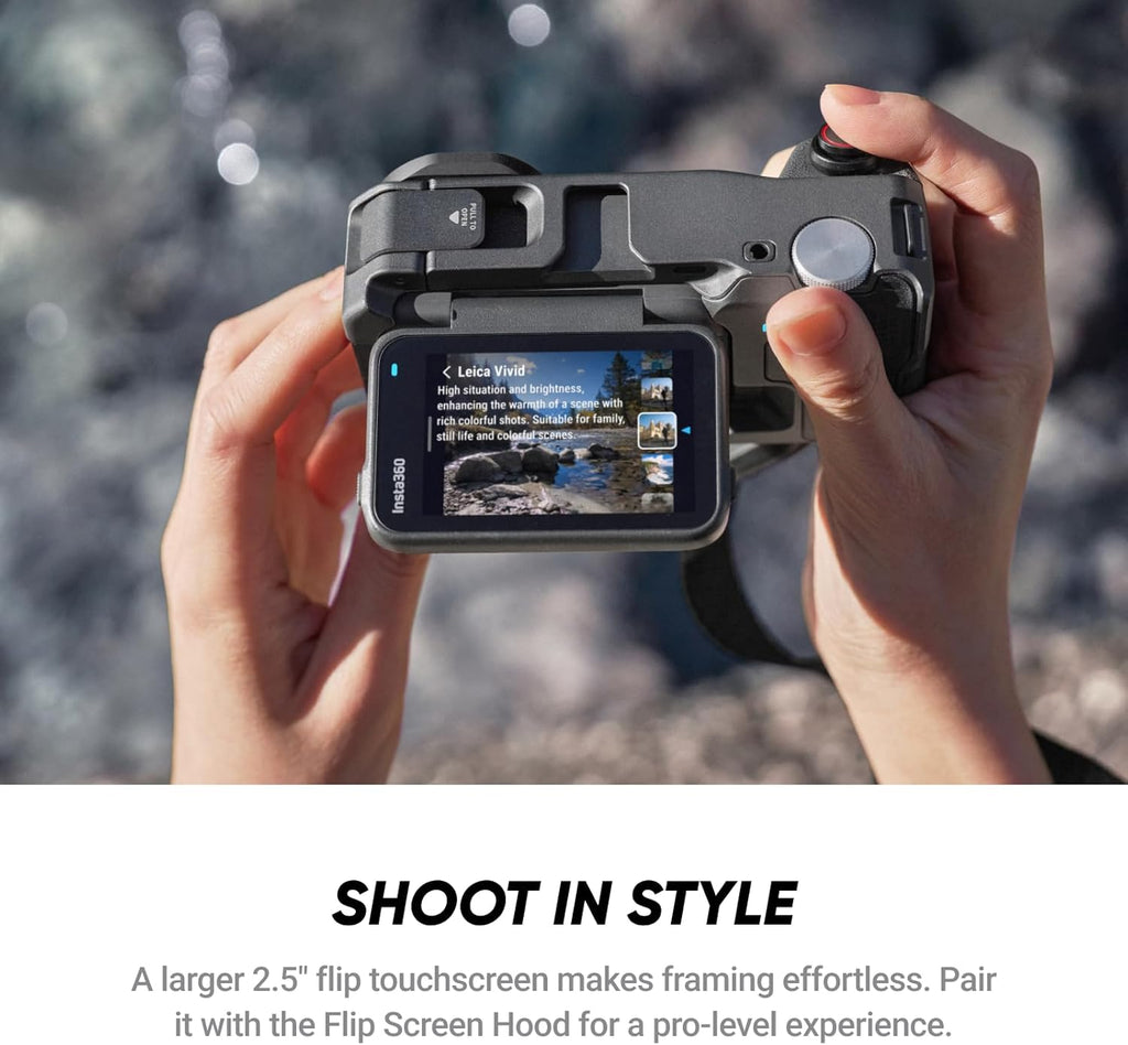 Kit Insta360 Ace Pro 2 Flash Print - Caméra sportive résistant à l’eau 8K conçue en collaboration avec Leica, capteur 1/1,3", double puce IA, performances exceptionnelles en basse lumière, kit Xplorer Grip Pro pour la photographie de rue