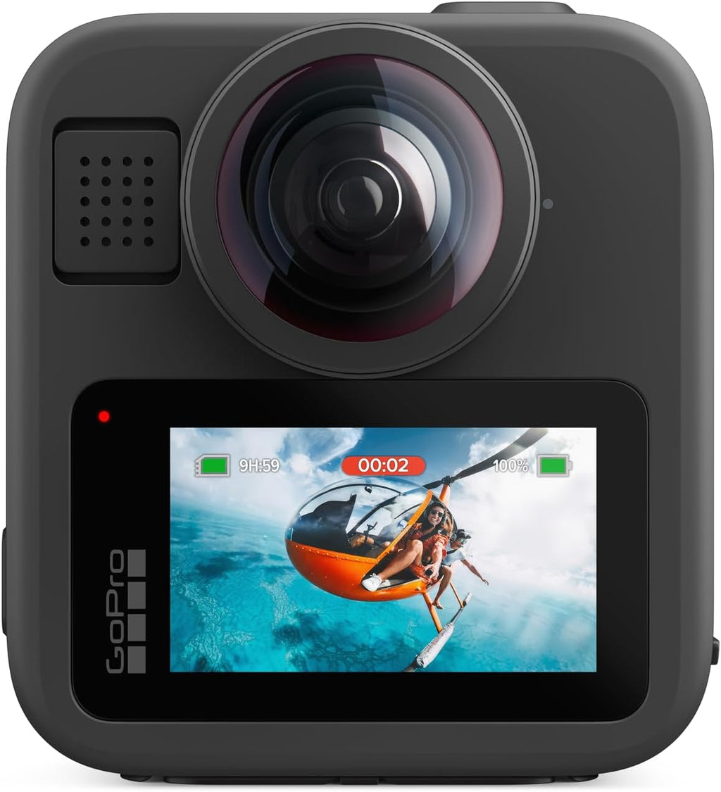 GoPro MAX2 - Caméra sportive résistant à l’eau 360° + traditionnelle avec écran tactile, vidéo sphérique 8K, photos 360° 29 MP, objectifs facilement interchangeables, stabilisation HyperSmooth, 6 microphones