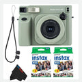 Appareil photo instantané Fujifilm INSTAX Wide 400 - Vert sauge doté de chiffon de nettoyage en microfibre Pixibytes (appareil photo + 2 packs doubles Wide)