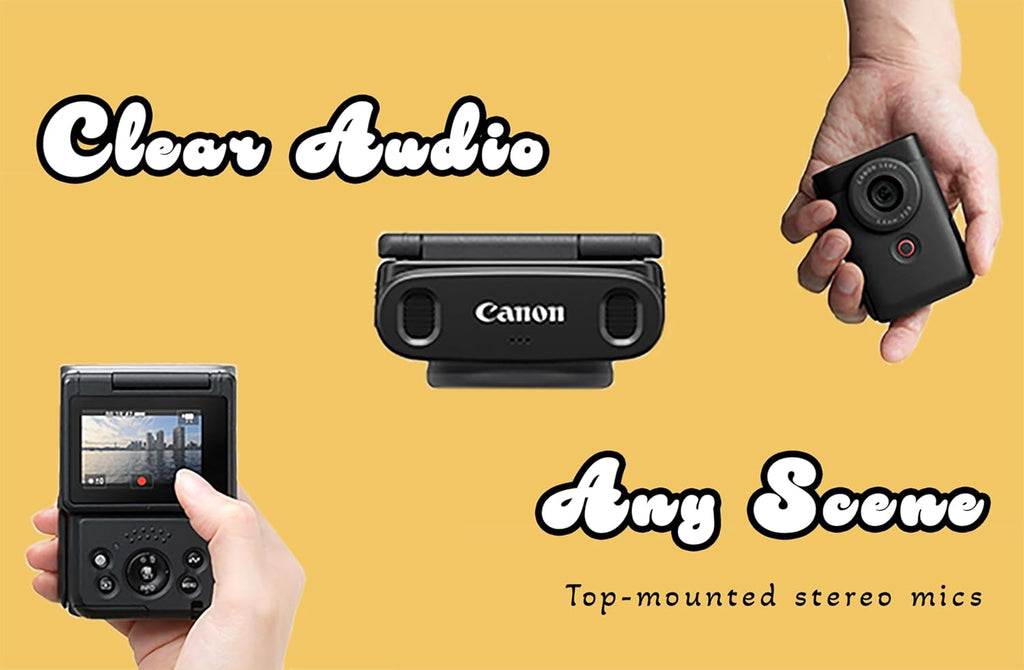 Canon PowerShot V10, appareil photo compact pour vlogging, capteur CMOS 1 pouce, streaming vidéo 4K, objectif zoom grand angle intégré, écran LCD orientable et micro stéréo, stabilisation d'image, studio de création dans votre poche, - Noir.
