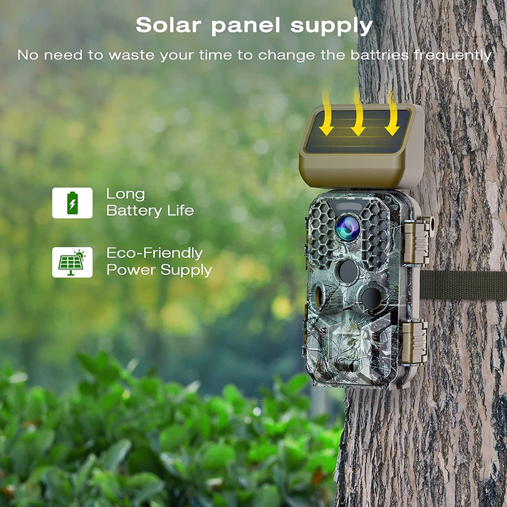 Caméra de chasse T200 4K 30MP à panneau solaire doté de Wi-Fi et Bluetooth