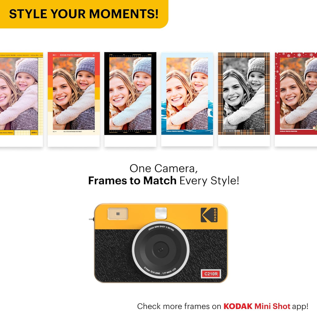 Kodak Mini Shot 2 Appareil photo instantané portable sans fil rétro et imprimante photo intégrée - Blanc - 60 feuilles – Présentation