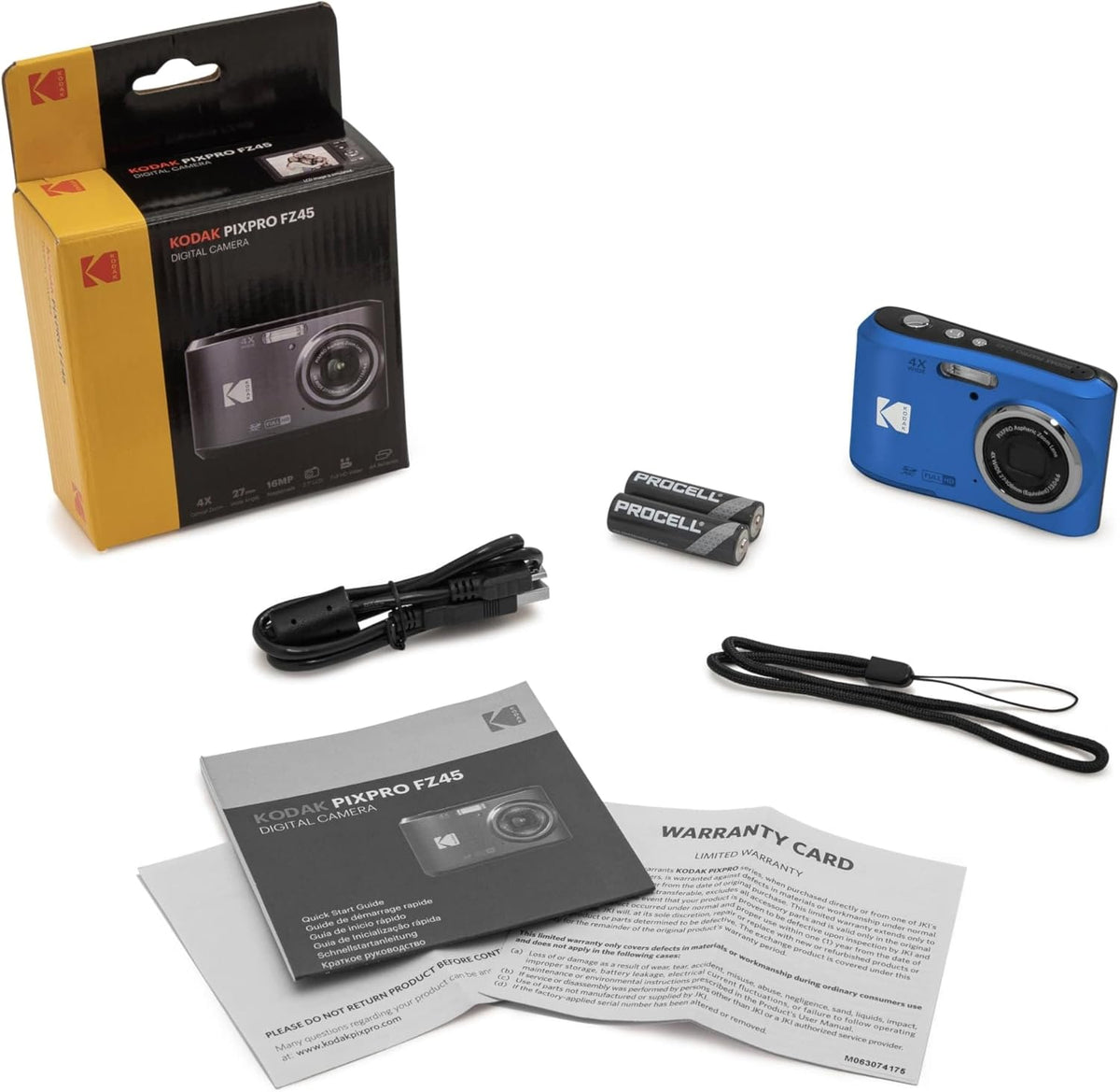 KODAK PIXPRO FZ45-BK Appareil photo digital 16 MP, grossissement optique 4x, grand angle 27 mm, vidéo Full HD 1080p, écran LCD 2,7 pouces, adapté à le vlogging (bleu).