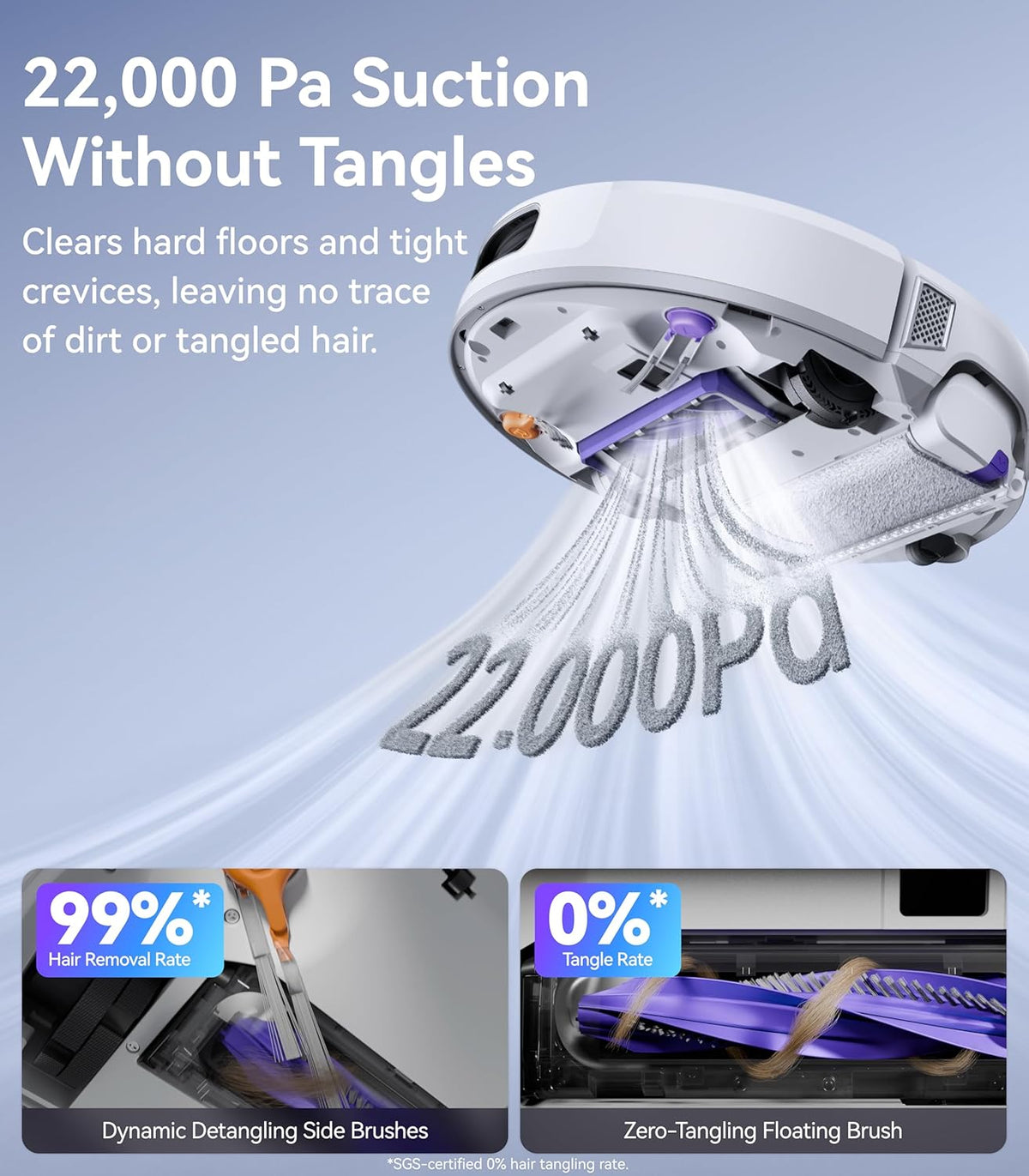 Aspirateur robot laveur NARWAL Flow, système de nettoyage automatique en temps réel FlowWash, aspiration de 22 000 Pa, détection d'obstacles par IA à double caméra, nettoyage des tapis et des bords, vidage automatique du bac.