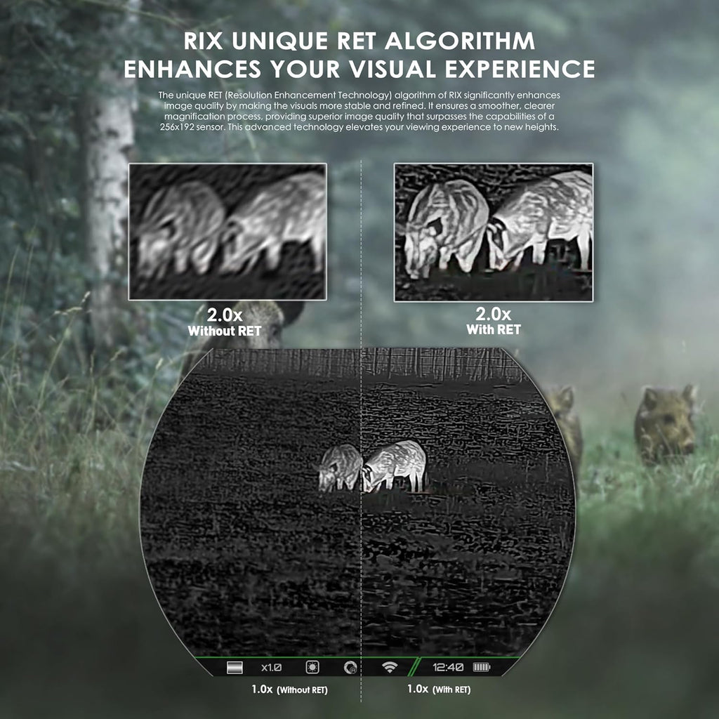 Monoculaire thermique portable RIX Pocket K2 pour la chasse, résolution 256x192 (50 Hz), Wi-Fi, vision nocturne – Présentation