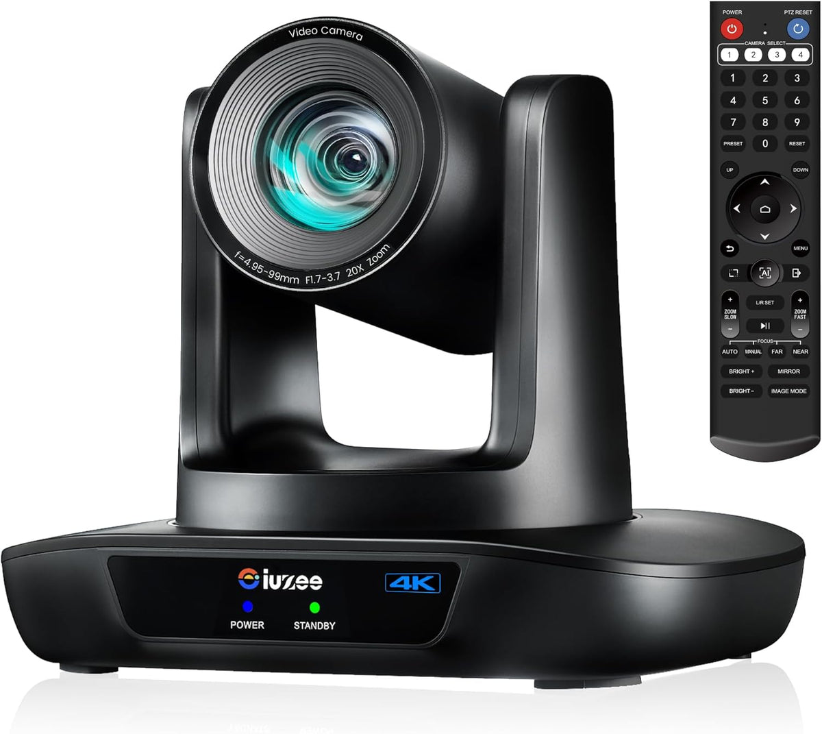 Caméra PTZ 4K UHD doté de suivi automatique IA, grossissement optique 20x, USB 3.0/HDMI/LAN PoE, diffusion en direct sur IP, caméra PTZ pour salles de conférence (offices religieux, formations, événements), compatible doté de YouTube et OBS.