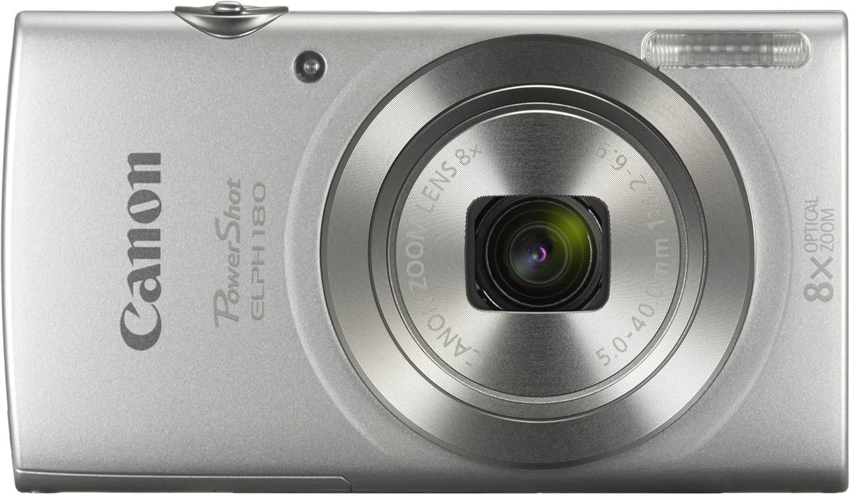 Appareil photo digital Canon PowerShot ELPH 180 (argent) | Compact et facile à utiliser avec grossissement optique | Commandes simples | Design léger idéal pour les voyages, la photographie de famille et au quotidien