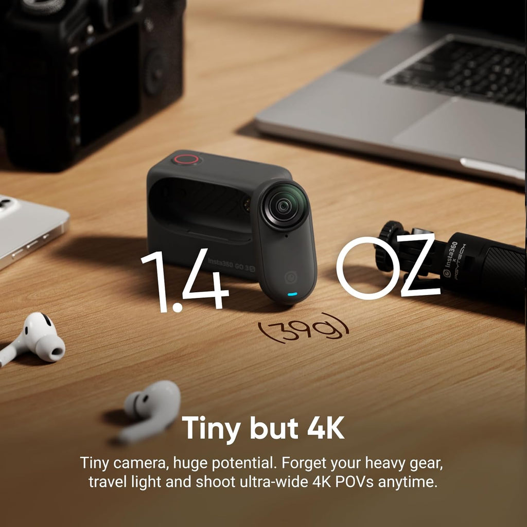 Insta360 GO 3S - 64 Go Noir 4K Mini Caméra Portable pour Vlogging Mains Libres POV Fixation Universelle Autonomie 140 min Étanche jusqu'à 10 m POV pour Animaux – Présentation