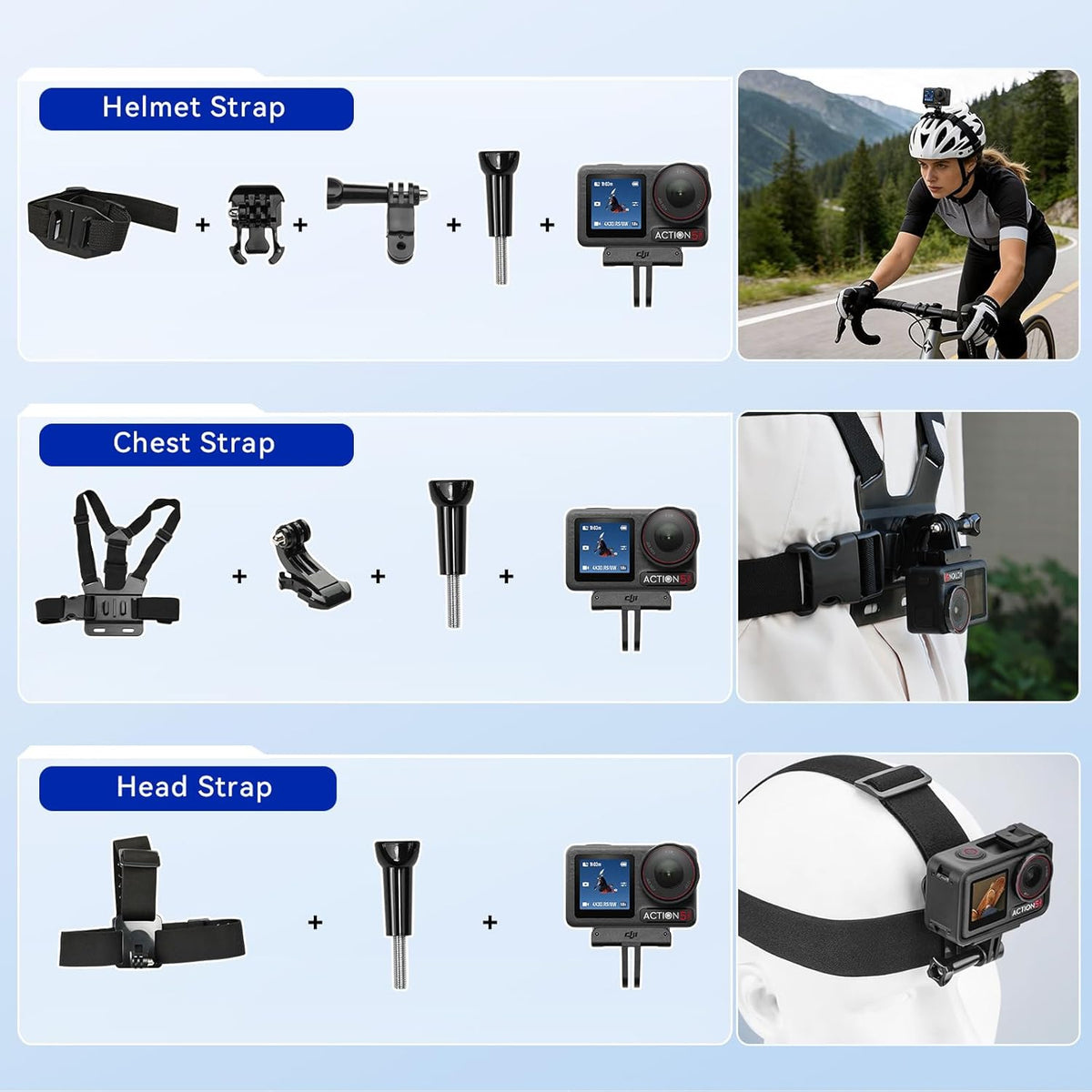 DJI Osmo Action 5 Pro - Kit Standard doté de kit de 58 accessoires + carte de stockage 64 Go - Caméra d'action étanche doté de capteur 1/1,3", vidéo 4K/120 ips, adaptée à le sport (1 batterie incluse)