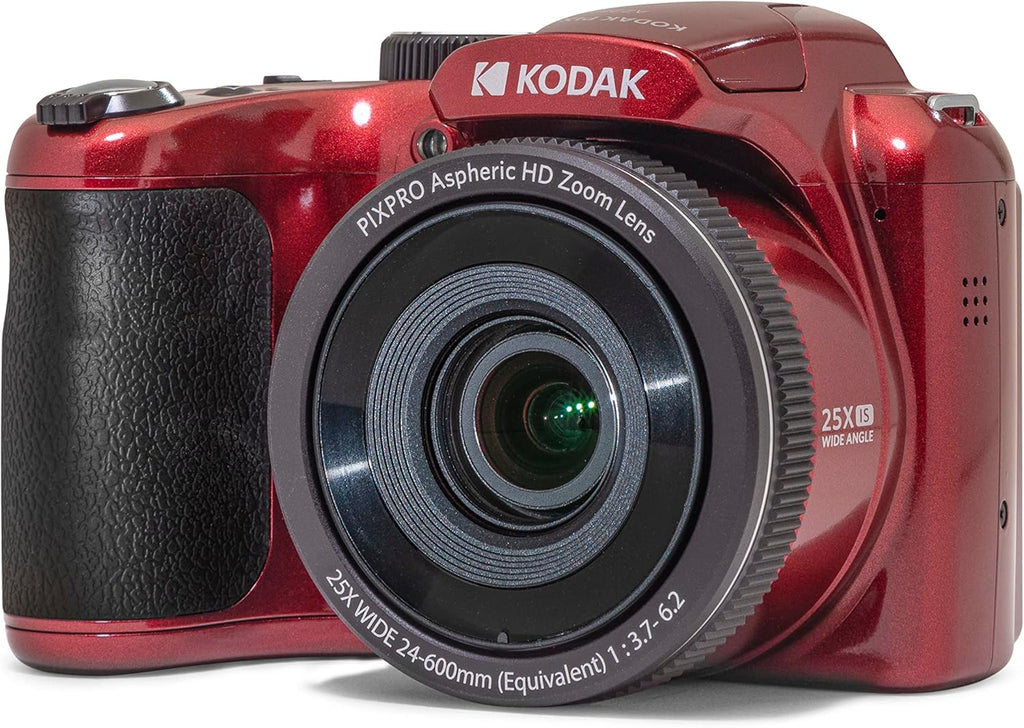 Kodak PIXPRO AZ255-RD Appareil photo digital 16 MP, grossissement optique 25x, objectif grand angle 24 mm, stabilisation vidéo optique, vidéo Full HD 1080p, écran LCD 3 pouces, caméra de vlogging (– Rouge)