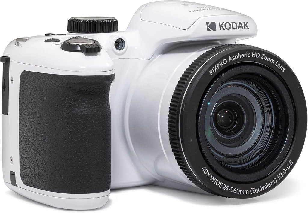 Kodak PIXPRO AZ405-WH Appareil photo digital 20 MP, grossissement optique 40x, objectif grand angle 24 mm, stabilisation vidéo optique, vidéo Full HD 1080p, écran LCD 3 pouces, caméra de vlogging (blanche), plein format