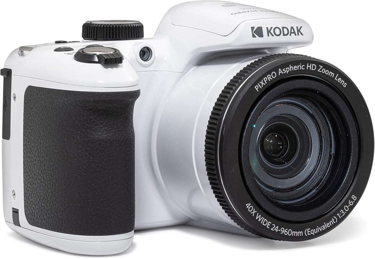 Kodak PIXPRO AZ405-WH Appareil photo digital 20 MP, grossissement optique 40x, objectif grand angle 24 mm, stabilisation vidéo optique, vidéo Full HD 1080p, écran LCD 3 pouces, caméra de vlogging (blanche), plein format